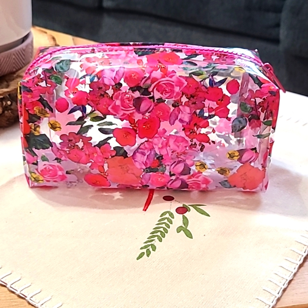 Floral clear make-up/toiletry bag